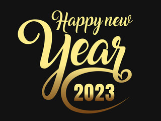 2023 Happy New Year in golden design, Holiday greeting card design