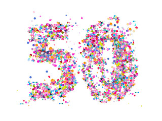 50 number colorful confetti years anniversary multi colored