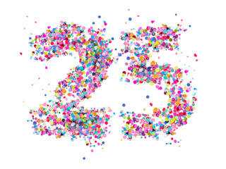 colorful confetti number 25 twentyfive years