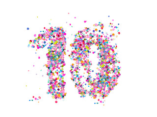 colorful confetti number 10 ten years