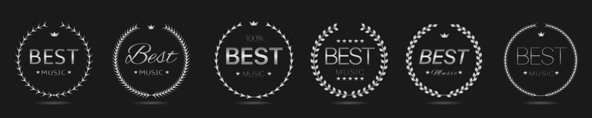 Fototapeta premium Best music award silver laurel wreath Vector