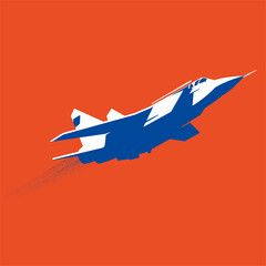 Modern supersonic warplane. Simple vector image - obrazy, fototapety, plakaty