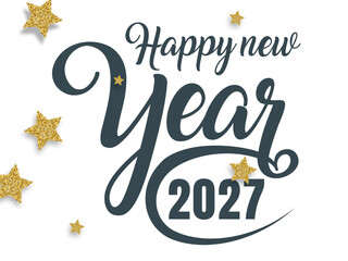2027 Happy New Year in golden design, Holiday greeting card design © nali