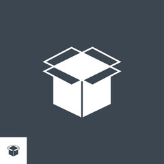 Box Related Vector Glyph Icon. Isolated on Black Background. Vector Illustration.