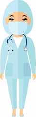 Flat medical illustration with physician in medical clothes with stethoscope.  Vector Illustration of a Doctor with stethoscope.
