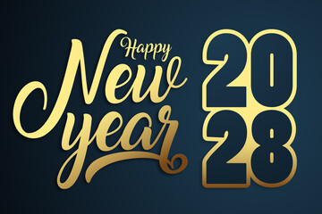 2028 Happy New Year in golden design, Holiday greeting card design