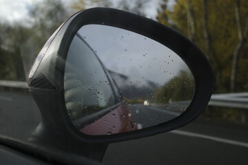 View of the mirror of a car