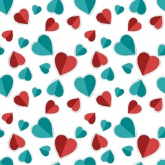 Blue and red hearts seamless pattern for 14th February saint Valentine’s Day 