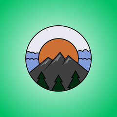 Mountain Circular Logo Badge design vector emblem illustration design template for vacation