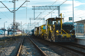 Fototapeta na wymiar industrial train waiting on a station
