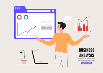 Business analysis, calculate or research for market growth, financial report, investment data or sale information concept. Smart businessman analyze graph and chart.