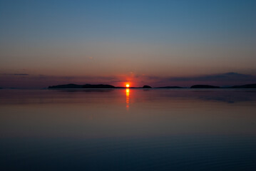Selective focus. Winter sea. Sunset on the sea. 