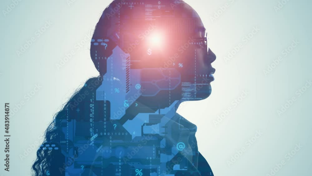 Poster AI (Artificial Intelligence) concept. Deep learning. Digital transformation.