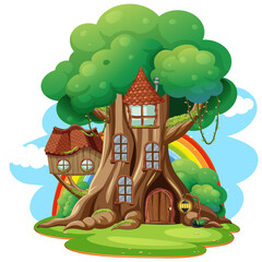 Fantasy tree house inside tree trunk