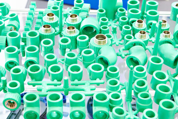 Plastic parts for pipe connection in store