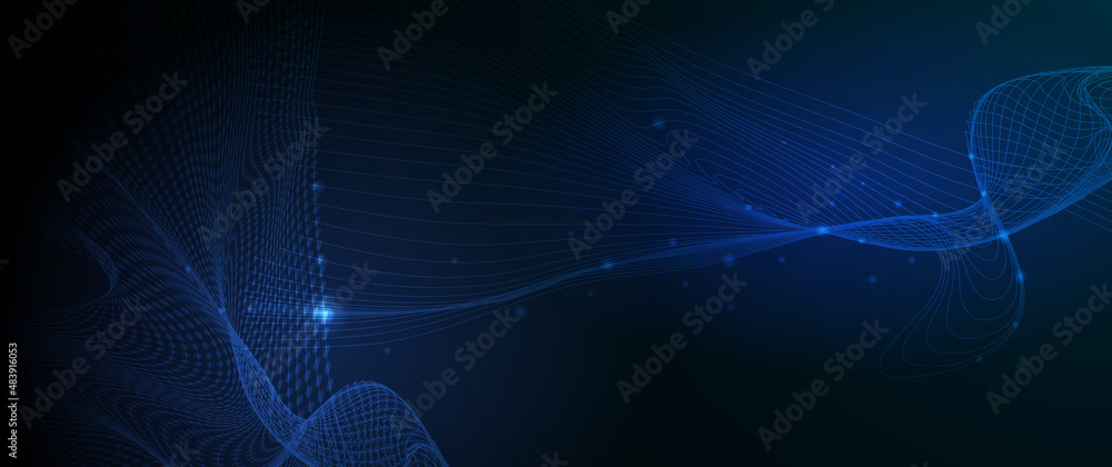 Poster vector abstract digital technology with dot particle, dynamic pattern. modern graphic design for wal