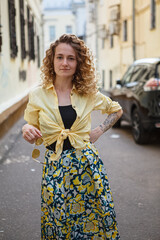 Beautiful woman on the city street