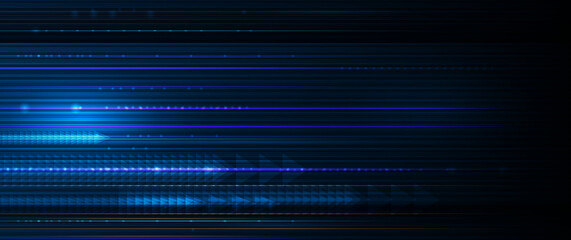 Vector abstract arrow and lines pattern design. Dynamic movement and motion blur over dark blue background. Illustration futuristic, Fast and High speed connection technology, cyberspace concept.