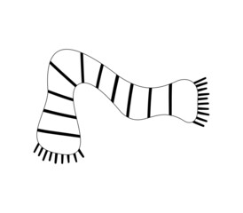 Winter clothes, scarf. Vector illustration with items of clothing for cold weather in cartoon style. Doodle