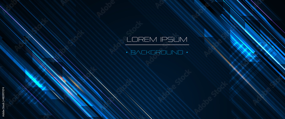 Poster vector abstract line pattern, digital hi tech technology design and light effect. high speed movemen
