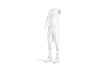 Blank white basketball uniform mockup, side view