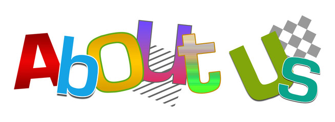About Us Colorful Letters Horizontal Isolated
