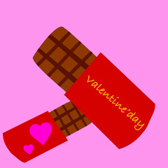 Chocolate look delicious on pink background 