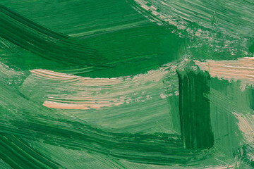Green beige acrylic abstract background. Mixed summer paint texture. Modern acrylic painting. Beautiful natural shades. The concept of ecology. Modern background for posters, postcards, invitations.