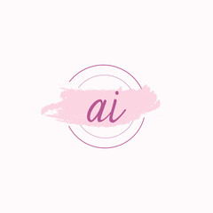 Initial letter alphabet AI watercolor logo icon, Feminine signature luxury logo design template Vector