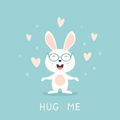 Obraz na płótnie Canvas Valentines Bunny Says Hug Me