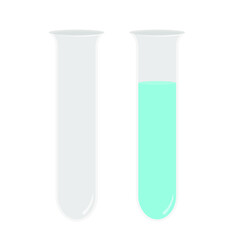 Test tube or lab glass tube illustration vector isolated, empty tube and filled tube editable color
