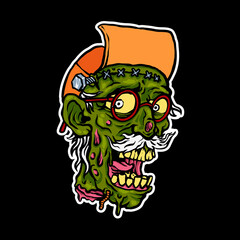 zombie man rapper hat illustration