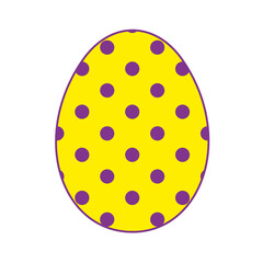 Painted Yellow egg with dot pattern isolated on white. Happy Easter