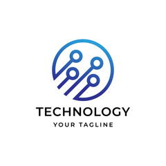 technology in circle logo design