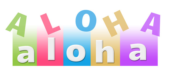 Aloha Colorful Random Text Stripes 