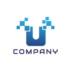 letter U pixel logo design