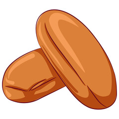 Vector cartoon illustration of two bread rolls isolated on white. Fresh pastry, baked bread. Baked goods food Icon. Design for cookbook, restaurant business.