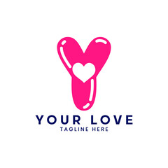 Y letter logo heart icon,  Valentines day illustration