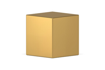 Fototapeta premium Realistic metallic golden luxury cube marketing pedestal advertising stage display 3d vector