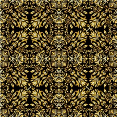Gold mandala seamless pattern floral ornament
