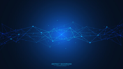 Abstract technology background with connecting the dots and lines. Global network connection, internet technology and digital communication concept