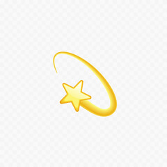 Shooting star emoji. Realistic golden star icon. Vector