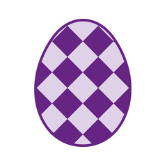 Easter egg in a purple cage. Purple square pattern on the egg