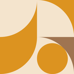 Modern vector abstract  geometric background with circles, rectangles and squares  in retro Scandinavian style. Pastel colored simple shapes graphic pattern.