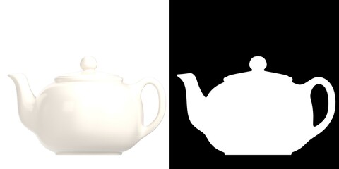 3D rendering illustration of a porcelain teapot