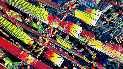 Digital garbage, grange glitch or error. Abstract technology. Futuristic virtual world. Cyberspace background 3d rendering - obrazy, fototapety, plakaty