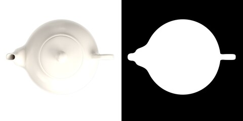 3D rendering illustration of a porcelain teapot