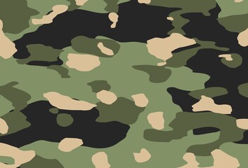 Camouflage seamless pattern texture. Abstract modern military camo backgound. Fabric textile print template.  illustration design 