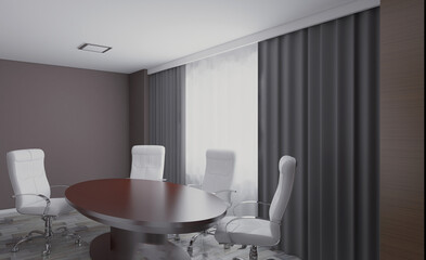 Modern office building interior. 3D rendering.