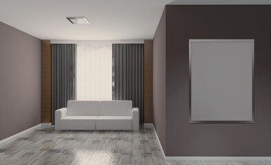 Elegant office interior. Mixed media. 3D rendering.